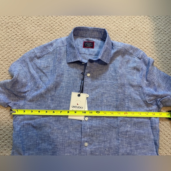 UNTUCKit Cameron Linen Slim Fit Short Sleeve Button Up Shirt Size Medium - Picture 11 of 11